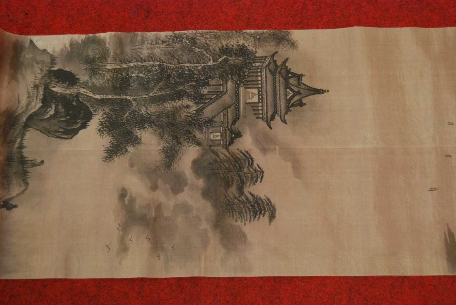 Three Chinese watercolours of bamboo, on rice paper, as rolled - Image 7 of 16