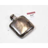 A small George V silver pocket hip flask, of plain undecorated form, having screw cap, h.