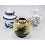 A reproduction Aynsley Pembroke pattern porcelain jar and cover; together with a Royal Doulton