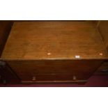 A Victorian stained pine mule chest, the hinged compartment over single long lower drawer, w.93cm