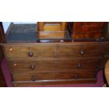 A 19th century mahogany linenpress base (only), of three long drawers, w.123cm