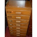 A 1930s oak eight drawer office filing chest, w.52cmCondition report: Height 107.5cm.