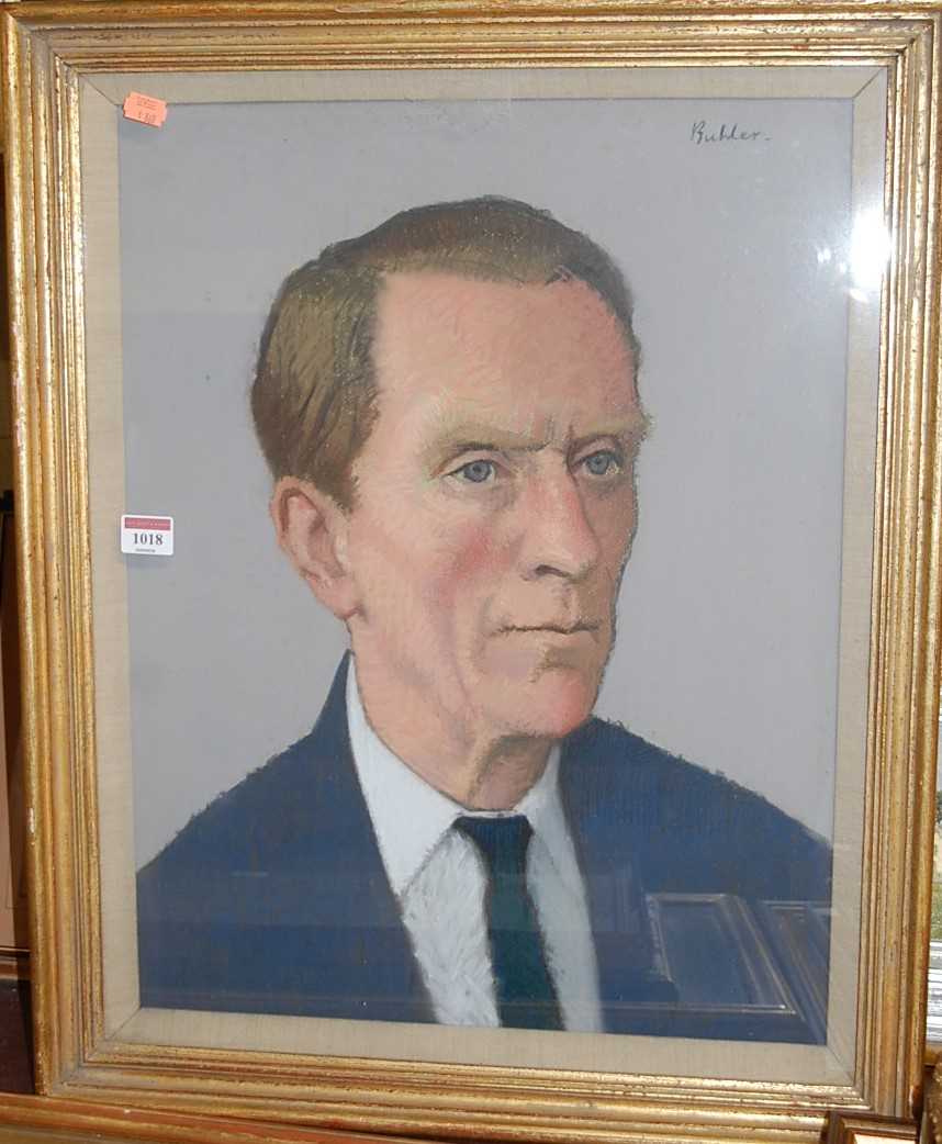 Robert Buhler - Bust portrait of Robin Fedden, pastel, signed upper right, 53 x 41cm