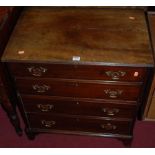 A 19th century mahogany chest of four long graduated drawers, width 69cm