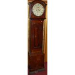 An early 19th century mahogany and flame mahogany long case clock, the circular cream painted dial
