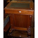 A Victorian mahogany slope front Davenport, with hinge compartment and side cupboard door, width