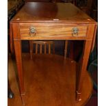 A circa 1900 mahogany, rosewood crossbanded and further satinwood strung pembroke table, having