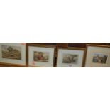 Five various Kronheim Baxter prints, to include the Goose-chase, the Pet Rabbits, Two Fishermen, and
