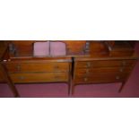 An Edwardian mahogany and chequer strung swing mirrorback three drawer dressing chest; together with