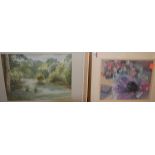 Derek Roddan - Garden flowers, gouache, signed lower right; sundry watercolours etc