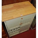 A contemporary beech and painted portable kitchen island, w.68cmCondition report: Height 85cm, depth