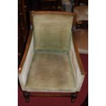 An Edwardian beech framed three-piece parlour suite, comprising two-seater sofa and pair of