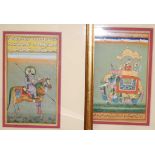 19th century Indian Mughul school - Study of a warrior on horseback, gouache; and one other of Noble