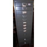 A steel 12-drawer narrow office filing chest, w.28cmCondition report: Height 100cm, depth 41cm.