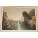 John Cother Webb (1855-1927) - Italianate river scene, colour mezzotint, signed in pencil to the