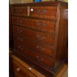 A reproduction mahogany and crossbanded squarefront chest, of two short over four long drawers, w.