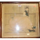 R Phillipoor - Herdsman with prize sow, watercolour, signed and dated 1855 lower left, 33 x