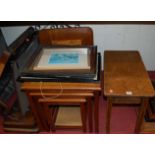 A Victorian mahogany toilet mirror (a/f); together with a hardwood nest of tables, oak occasional