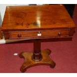 A William IV mahogany single drawer pedestal side table, w.65.5cm