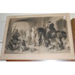 19th century monochrome engraving, unframed, 63 x 90cm