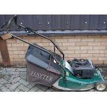 A Briggs & Stratton Hayter Harrier 48 petrol driven lawnmower, with grass collecting box