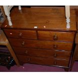 A 19th century mahogany and crossbanded squarefront chest, of two short over three long drawers, w.