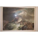 John Cother Webb (1855-1927) - Returning home in stormy seas, colour mezzotint, signed in pencil