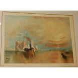 John Cother Webb (1855-1927) - Boats at sunset, colour mezzotint, signed in pencil to the margin,