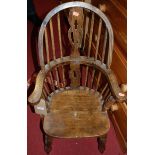 A child's elm splatback Windsor chair