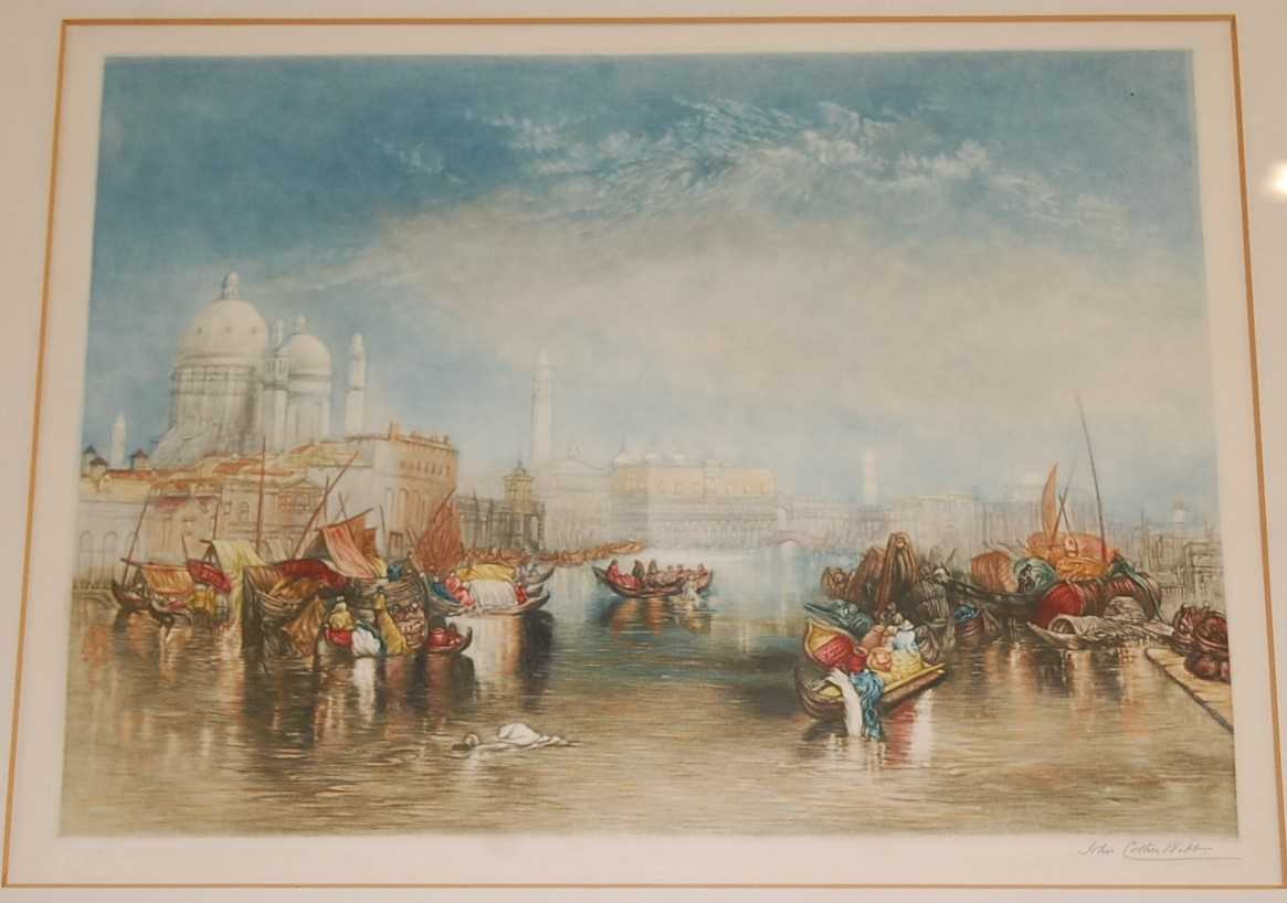 John Cother Webb (1855-1927) -Venetian scene, colour mezzotint, signed in pencil to the margin, with