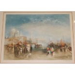John Cother Webb (1855-1927) -Venetian scene, colour mezzotint, signed in pencil to the margin, with