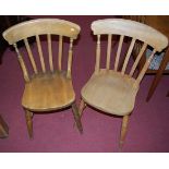 A collection of nine various elm and beech slatback kitchen chairs