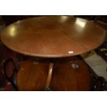 A 19th century mahogany circular pedestal tilt-top breakfast table, raised on outswept supports,