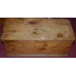 A Victorian pine hinge topped tool chest, w.94cm