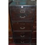 A 1930s stained ply four drawer office filing cabinet, w.51cm