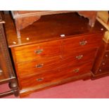 A circa 1900 mahogany low chest of two short over two long drawers, w.90cm