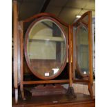 An early 20th century mahogany triptych dressing mirror