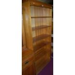 A large modern pine free standing open bookshelf, width 87.5cm