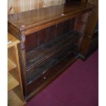 A Victorian mahogany low freestanding open book shelf, the adjustable shelves within acanthus leaf