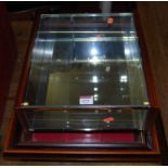 A small contemporary glazed collectors display cabinet, together with one other smaller example (2)