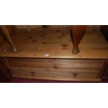 A modern pine blanket box, having single lower drawer, w.110cm