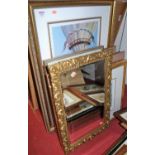 Assorted pictures and prints, reproduction gilt framed bevelled wall mirror etc