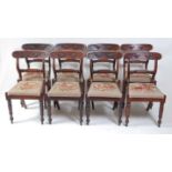 A set of eight William IV Scottish rosewood barback dining chairs, each having reeded and flower