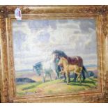 Harold Dearden (1888-1962) - Three Horses Within an Open Landscape, oil on canvas, signed lower