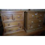 A small modern pine low chest of two short over two long drawers, w.57cm; together with one other