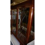 A reproduction yew wood double door glazed display cabinet, width 95.5cm