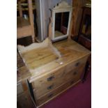 A Victorian pine swing mirrorback dressing chest, having two short over two long drawers, w.100cm