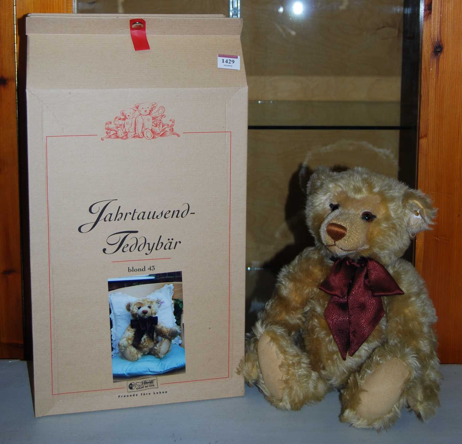 A boxed Steiff 'as-new' Fabrtausend-Teddybar bear, blond, h.43cm, with white tag in ear, serial