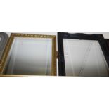 A Victorian style black composition framed and bevelled rectangular wall mirror, 107 x 77cm;
