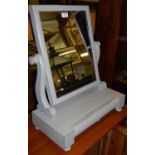 A Victorian mahogany and later grey painted swing dressing table mirror, having twin drawer boxbase,
